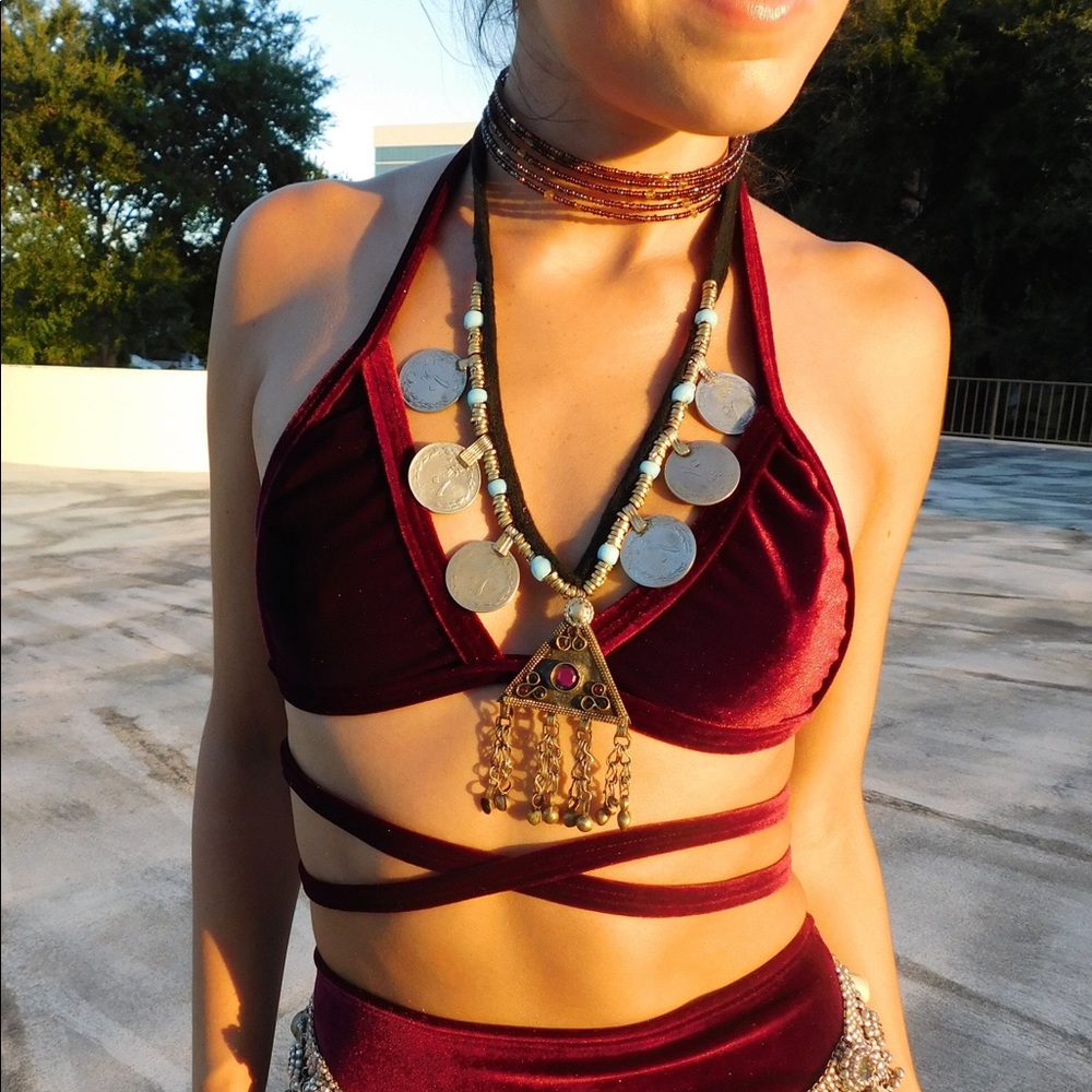 MAROON VELVET BRALETTE